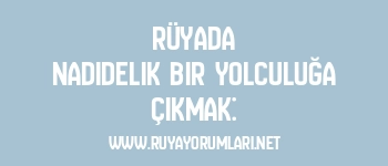 Rüyada Nadidelik Bir Yolculuğa Çıkmak: