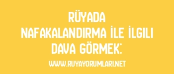Rüyada Nafakalandırma İle İlgili Dava Görmek: