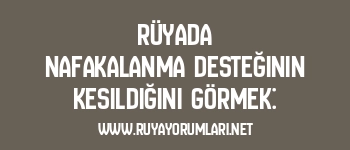 Rüyada Nafakalanma Desteğinin Kesildiğini Görmek: