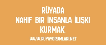 Rüyada Nahif Bir İnsanla İlişki Kurmak: