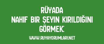 Rüyada Nahif Bir Şeyin Kırıldığını Görmek: