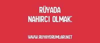 Rüyada Nahırcı Olmak: