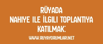 Rüyada Nahiye ile İlgili Toplantıya Katılmak: