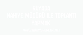 Rüyada Nahiye Müdürü ile Toplantı Yapmak: