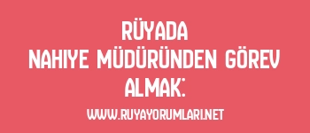 Rüyada Nahiye Müdüründen Görev Almak: