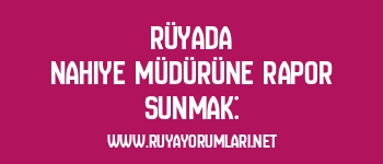 Rüyada Nahiye Müdürüne Rapor Sunmak: