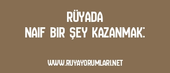 Rüyada Naif Bir Şey Kazanmak: