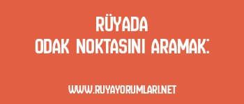 Rüyada Odak Noktasını Aramak: