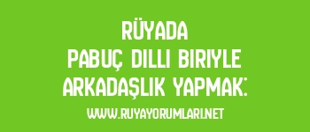 Rüyada Pabuç Dilli Biriyle Arkadaşlık Yapmak: