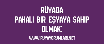 Rüyada Pahalı Bir Eşyaya Sahip Olmak: