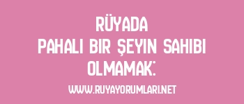 Rüyada Pahalı Bir Şeyin Sahibi Olmamak: