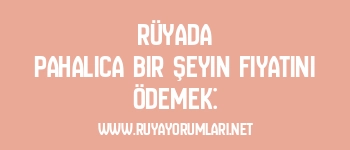 Rüyada Pahalıca Bir Şeyin Fiyatını Ödemek: