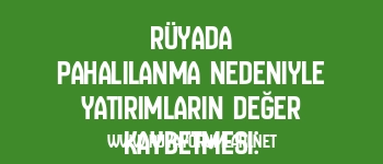 Rüyada Pahalılanma Nedeniyle Yatırımların Değer Kaybetmesi: