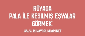 Rüyada Pala İle Kesilmiş Eşyalar Görmek: