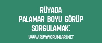 Rüyada Palamar Boyu Görüp Sorgulamak: