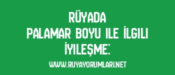 Rüyada Palamar Boyu ile İlgili İyileşme: