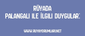 Rüyada Palangalı ile İlgili Duygular:
