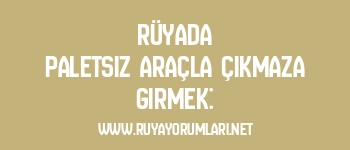 Rüyada Paletsiz Araçla Çıkmaza Girmek: