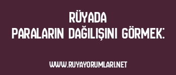 Rüyada Paraların Dağılışını Görmek: