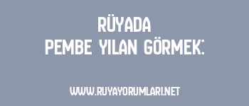 Rüyada Pembe Yılan Görmek: