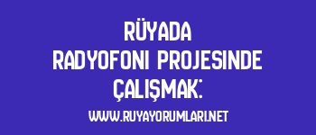 Rüyada Radyofoni Projesinde Çalışmak: