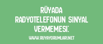 Rüyada Radyotelefonun Sinyal Vermemesi: