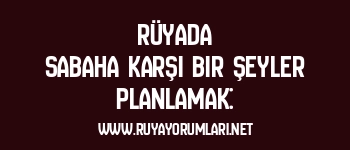 Rüyada Sabaha Karşı Bir Şeyler Planlamak: