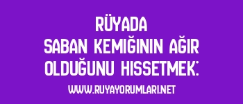 Rüyada Saban Kemiğinin Ağır Olduğunu Hissetmek: