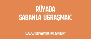 Rüyada Sabanla Uğraşmak: