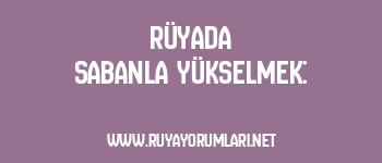 Rüyada Sabanla Yükselmek: