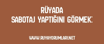 Rüyada Sabotaj Yaptığını Görmek: