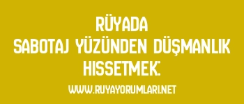 Rüyada Sabotaj Yüzünden Düşmanlık Hissetmek: