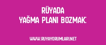 Rüyada Yağma Planı Bozmak:
