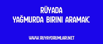 Rüyada Yağmurda Birini Aramak: