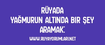 Rüyada Yağmurun Altında Bir Şey Aramak: