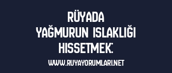 Rüyada Yağmurun Islaklığı Hissetmek: