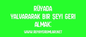 Rüyada Yalvararak Bir Şeyi Geri Almak: