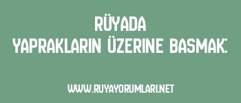 Rüyada Yaprakların Üzerine Basmak: