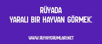 Rüyada Yaralı Bir Hayvan Görmek: