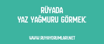 Rüyada Yaz Yağmuru Görmek: