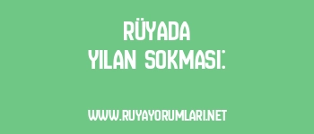 Rüyada Yılan Sokması: