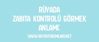 Rüyada Zabıta Kontrolü Görmek Anlamı: