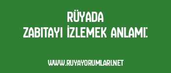 Rüyada Zabıtayı İzlemek Anlamı: