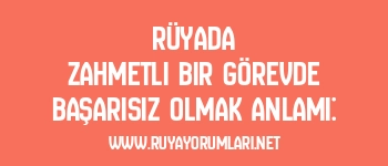 Rüyada Zahmetli Bir Görevde Başarısız Olmak Anlamı: