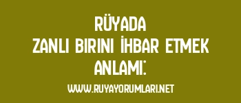 Rüyada Zanlı Birini İhbar Etmek Anlamı: