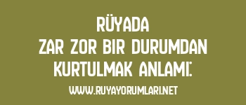 Rüyada Zar Zor Bir Durumdan Kurtulmak Anlamı: