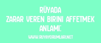 Rüyada Zarar Veren Birini Affetmek Anlamı: