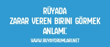 Rüyada Zarar Veren Birini Görmek Anlamı: