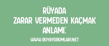 Rüyada Zarar Vermeden Kaçmak Anlamı: