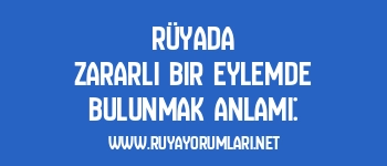 Rüyada Zararlı Bir Eylemde Bulunmak Anlamı: